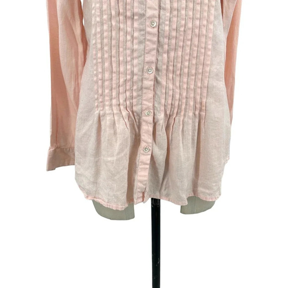 Sundance Warm Breeze Tunic Pintuck Top Pink Linen Petite Size Small PS - Picture 3 of 11